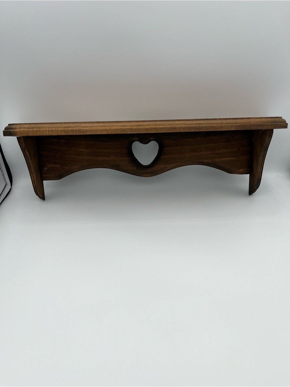 VTG Solid Wood Cottagecore Heart Cutout Wall Hanging Shelf Plate 17”